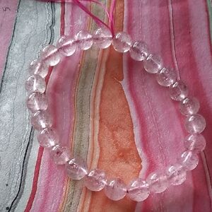 Pink Glass Beaded Stretch Bracelet